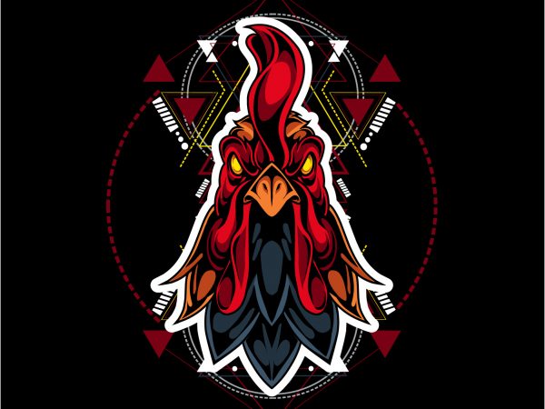 Geometric roosters t shirt design for purchase