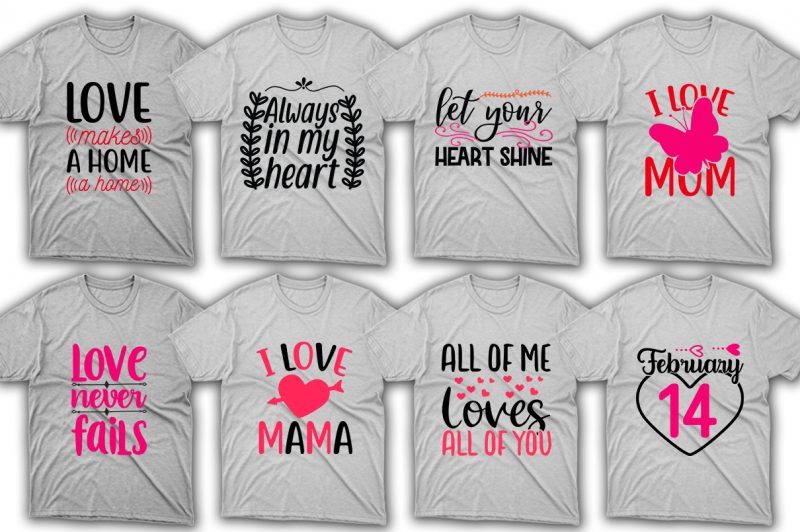 80 Valentine's day t-shirt designs bundle, Valentine's day svg bundle