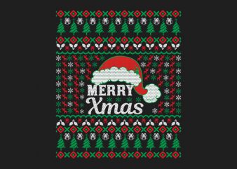 100% Pattern Ugly Merry Xmas Sweater Design