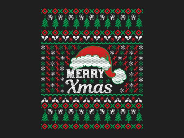 100% pattern ugly merry xmas sweater design