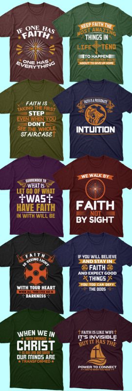 50 Editable Christian T-shirt Designs Bundle