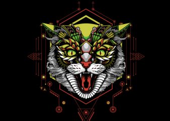 CAT HEAD GEOMETRIC vector t-shirt design