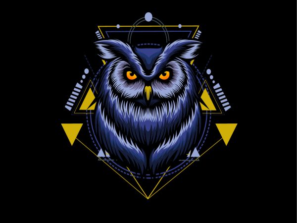 Owl head geometric buy t shirt design artwork