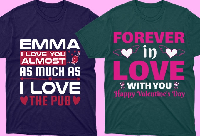 50 Editable Valentine's day T-shirt Designs Bundle