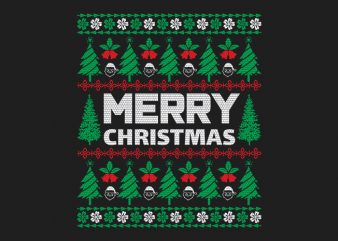 100% Pattern Ugly Merry Christmas Sweater Design
