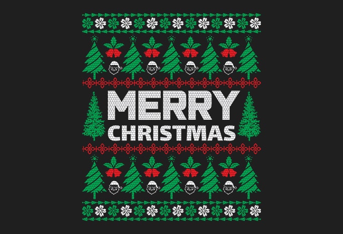 100% Pattern Ugly Merry Christmas Sweater Design