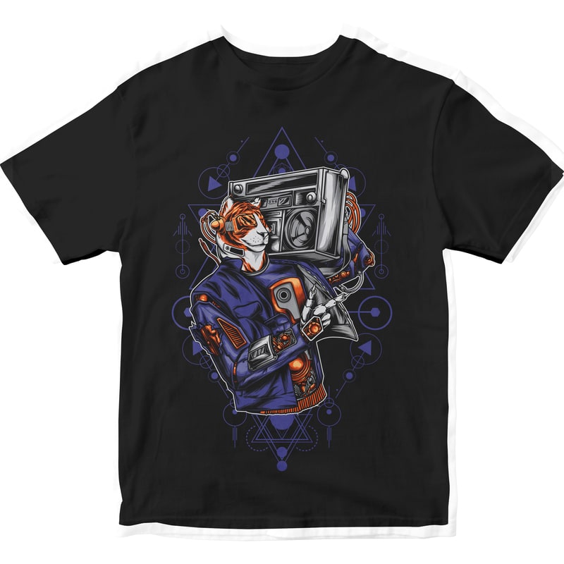 10 Robotic Cyborg or Cyberpunk full editable vector shirt designs