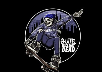 Skull Skateboard Cartoon vector t shirt design for download