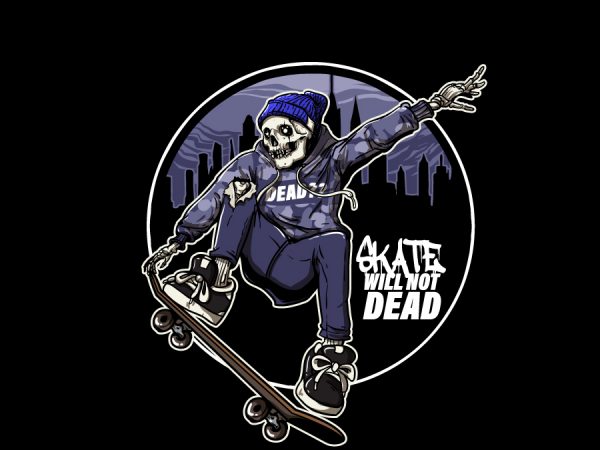 Skull skateboard cartoon vector t shirt design for download