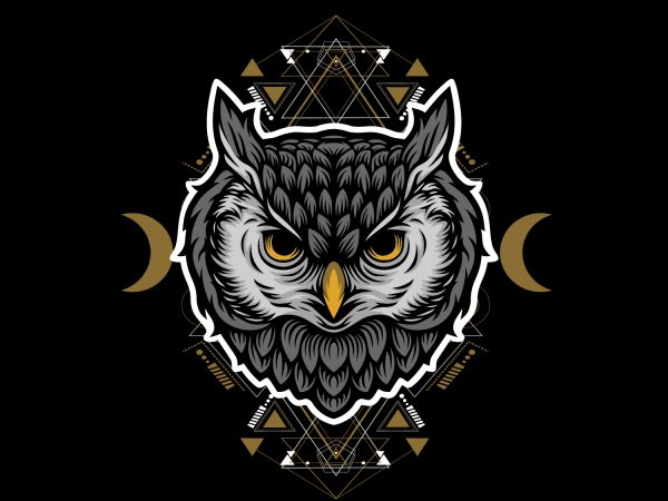Cartoon owl geometric buy t shirt design for commercial use