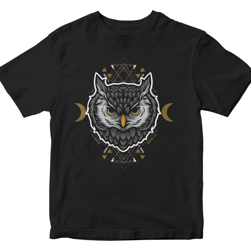 cartoon owl geometric t shirt designs for merch teespring and printful