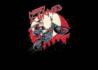 Santa X Games t shirt design for download