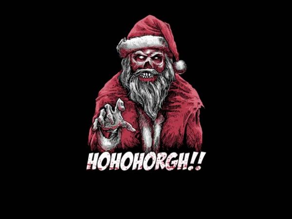 Santa zombie commercial use t-shirt design