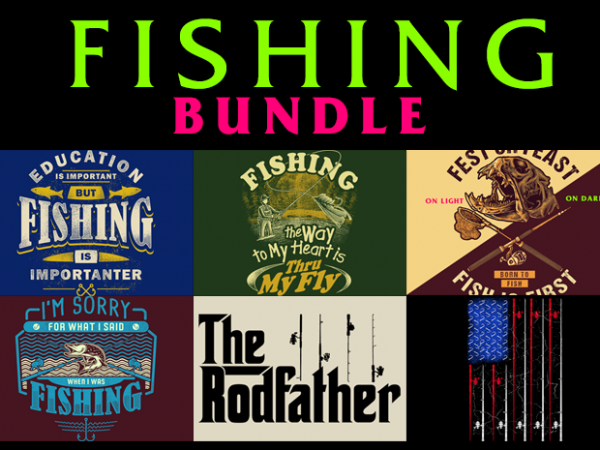 6 fishing designs bundle