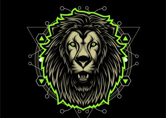 king lion geometric t shirt design for purchase