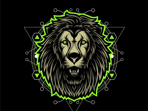 King lion geometric t shirt design for purchase