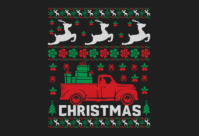 100% Pattern Ugly Christmas Sweater Design.