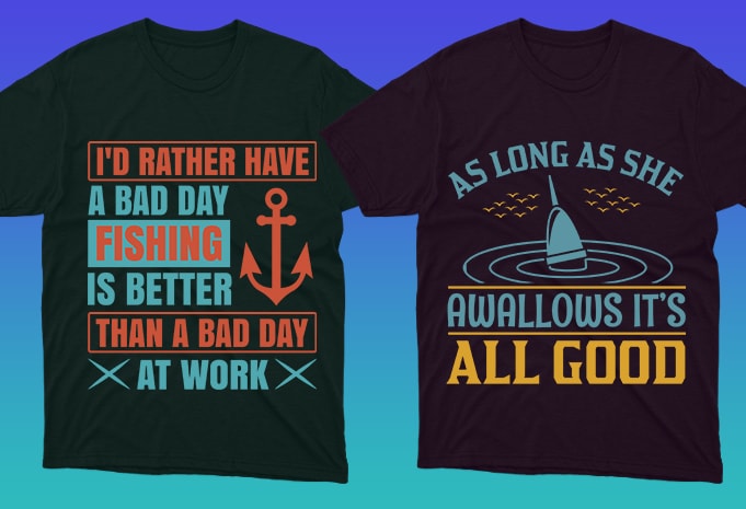 50 Editable Fishing T-shirt Designs Bundle