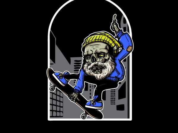 Old man skateboard t shirt design for purchase