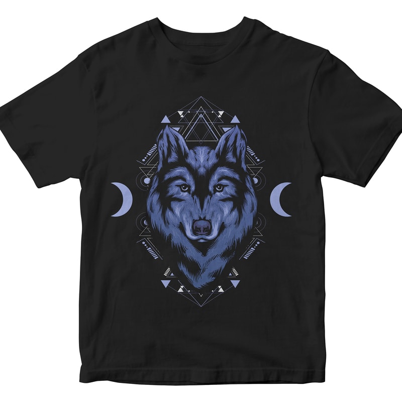 wolf head geometric t shirt designs for merch teespring and printful
