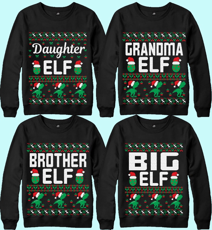 t-shirt vector 70 print ready Ugly Christmas Sweater Designs Bundle