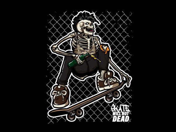 Skull skateboard cartoon t shirt design for purchase