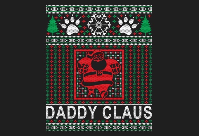 100% Pattern Daddy Claus Ugly Christmas Sweater Design.