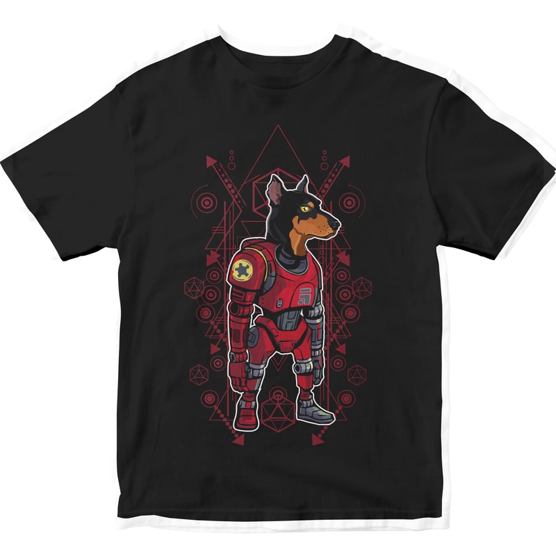 10 Robotic Cyborg or Cyberpunk full editable vector shirt designs
