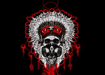 skull Indian chief with a gas mask buy t shirt design artwork
