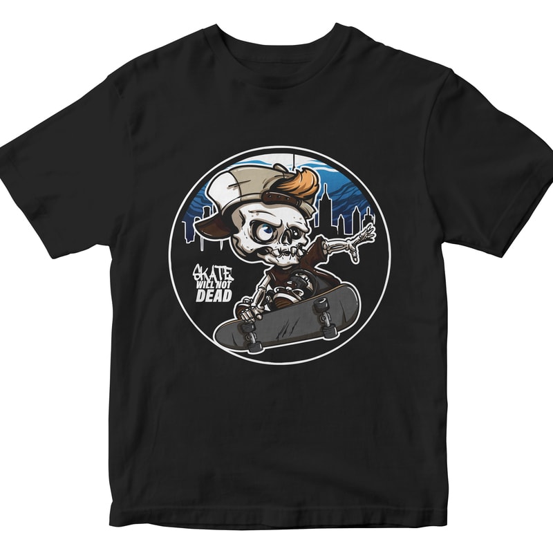 Skull Skateboard Cartoon tshirt design for sale