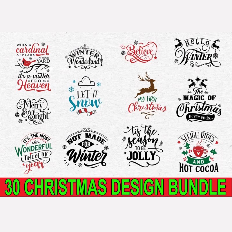 30 christmas design bundle svg, png, dxf, eps, bundle christmas svg, holiday svg, christmas decor svg, christmas design svg, santa svg, christmas cut file ,christmas