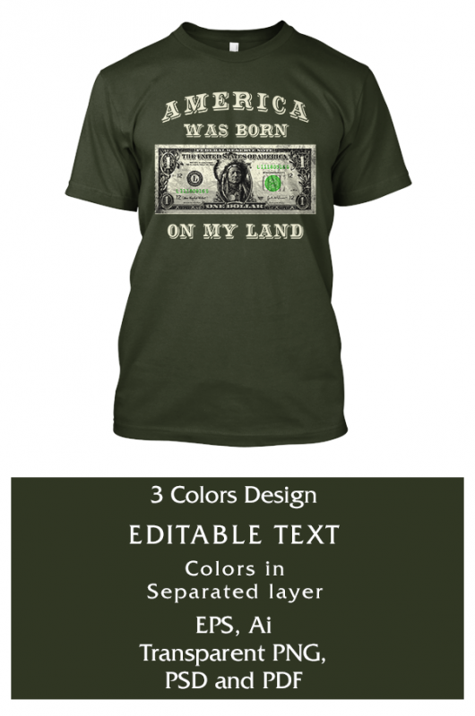 America Was Born On My Land tshirt designs for merch by amazon
