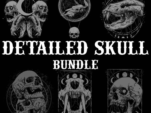 Detailed skull bundle tshirt design