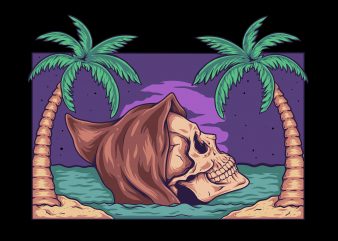 Skull beach t shirt design png