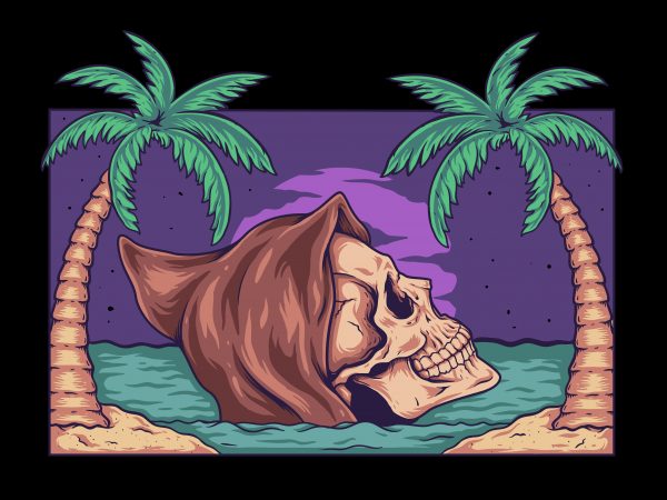 Skull beach t shirt design png