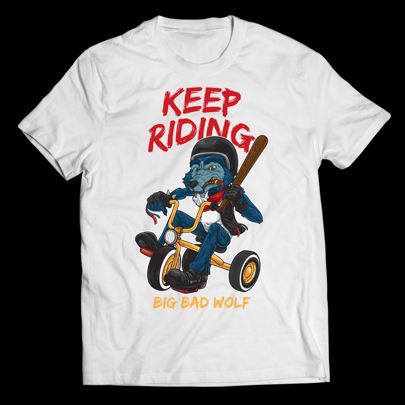 Big Bad Wolf – Bicycle Vector Tshirt Design t shirt design graphic