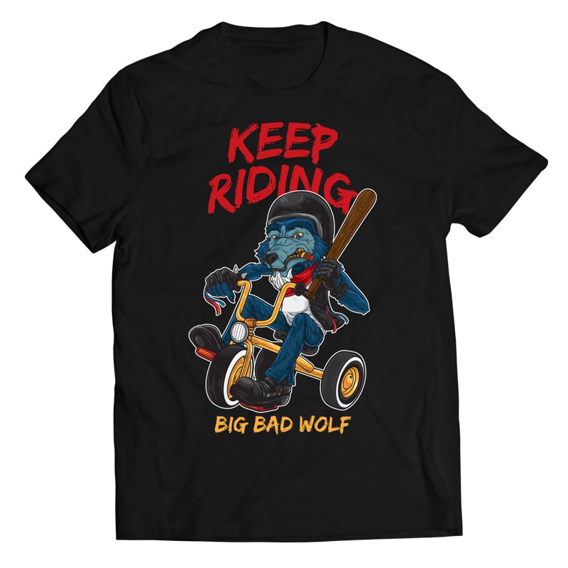 Big Bad Wolf – Bicycle Vector Tshirt Design t shirt design graphic