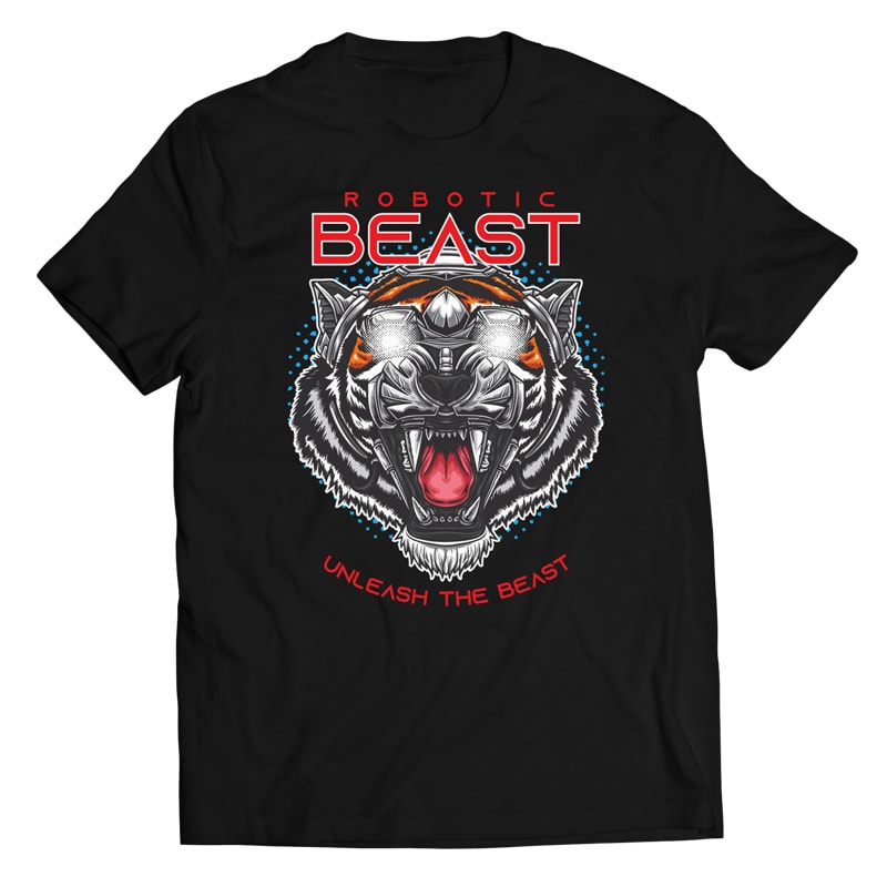 Robotic Tiger – Vector T-shirt Design vector t shirt design