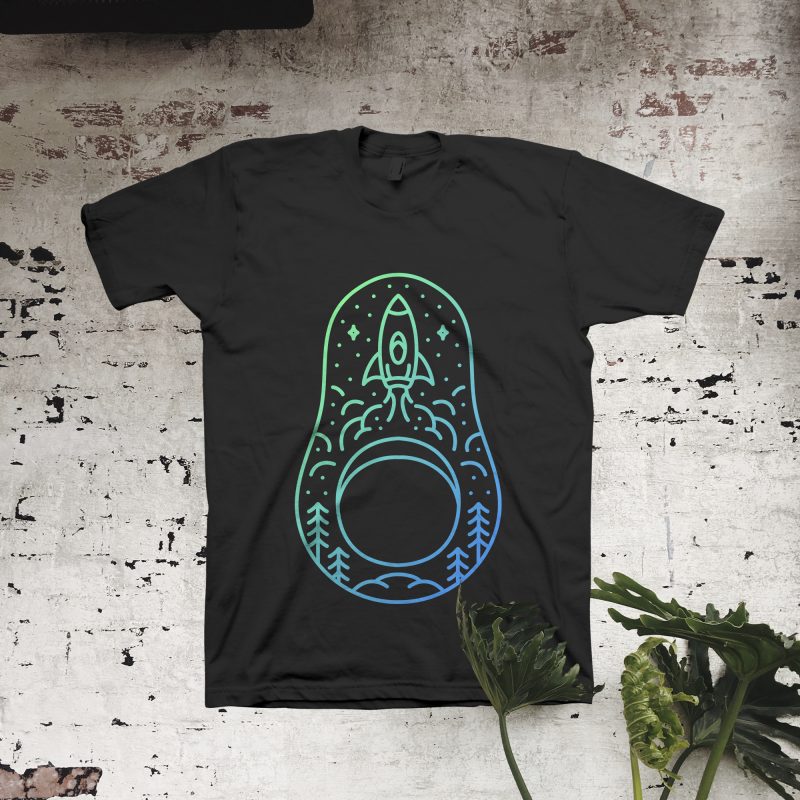 Space Avocado t shirt designs for printify
