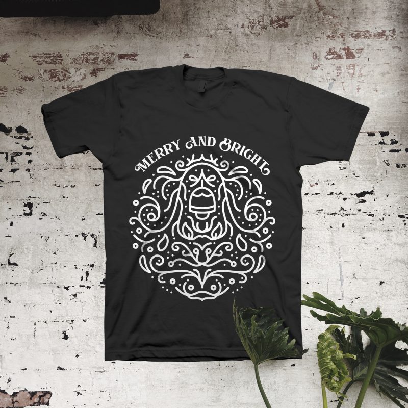 Merry and Bright tshirt designs for merch by amazon