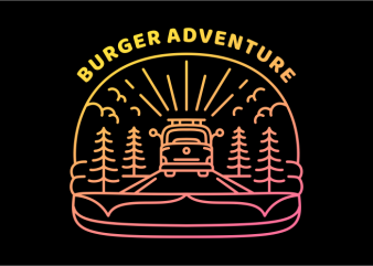 Burger Adventure vector t-shirt design template