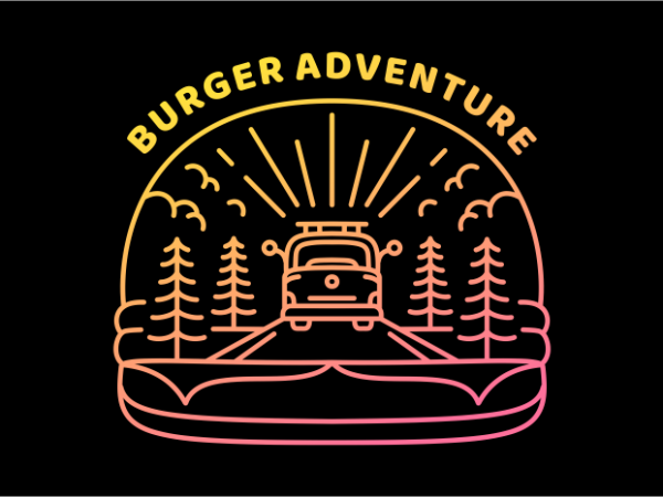 Burger adventure vector t-shirt design template