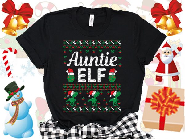 Editable auntie elf family ugly christmas sweater design