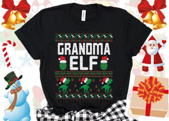 Editable Grandma ELF Family Ugly Christmas sweater design