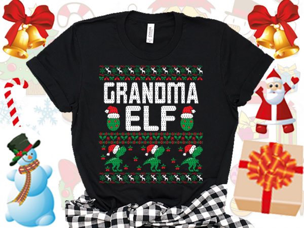 Editable grandma elf family ugly christmas sweater design