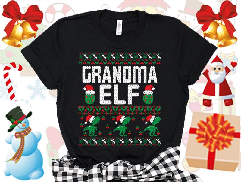 Editable Grandma ELF Family Ugly Christmas sweater design