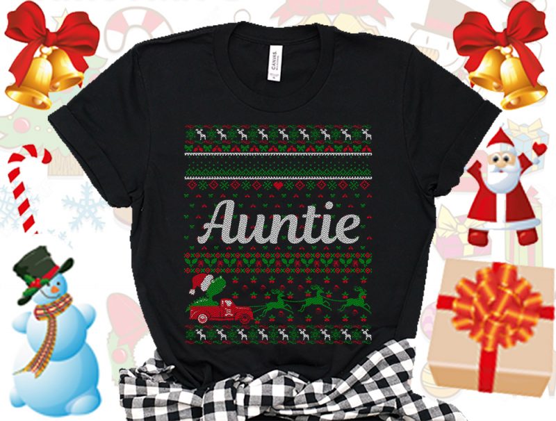 Editable Auntie Family Ugly Christmas sweater design