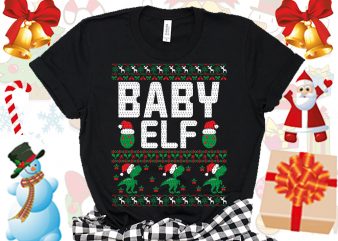 Editable Baby ELF Family Ugly Christmas sweater design