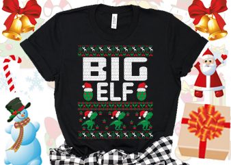 Editable Big ELF Family Ugly Christmas sweater design