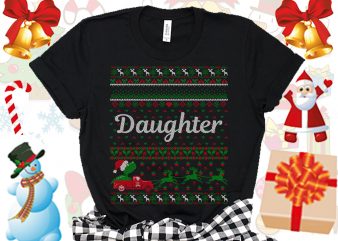 Editable Daughter Family Ugly Christmas sweater design